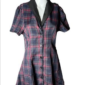 Plaid button dress